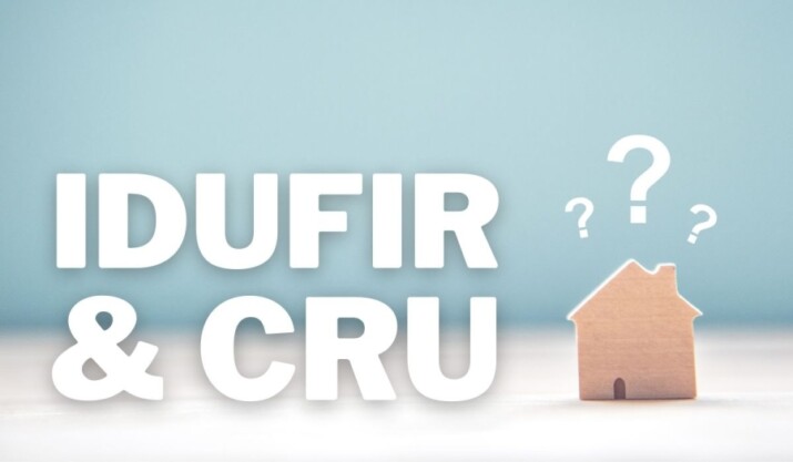 Visual explanation of the concept "IDUFR" (Unique Property Identifier) and "CRÚ" (Unique Registration Code).